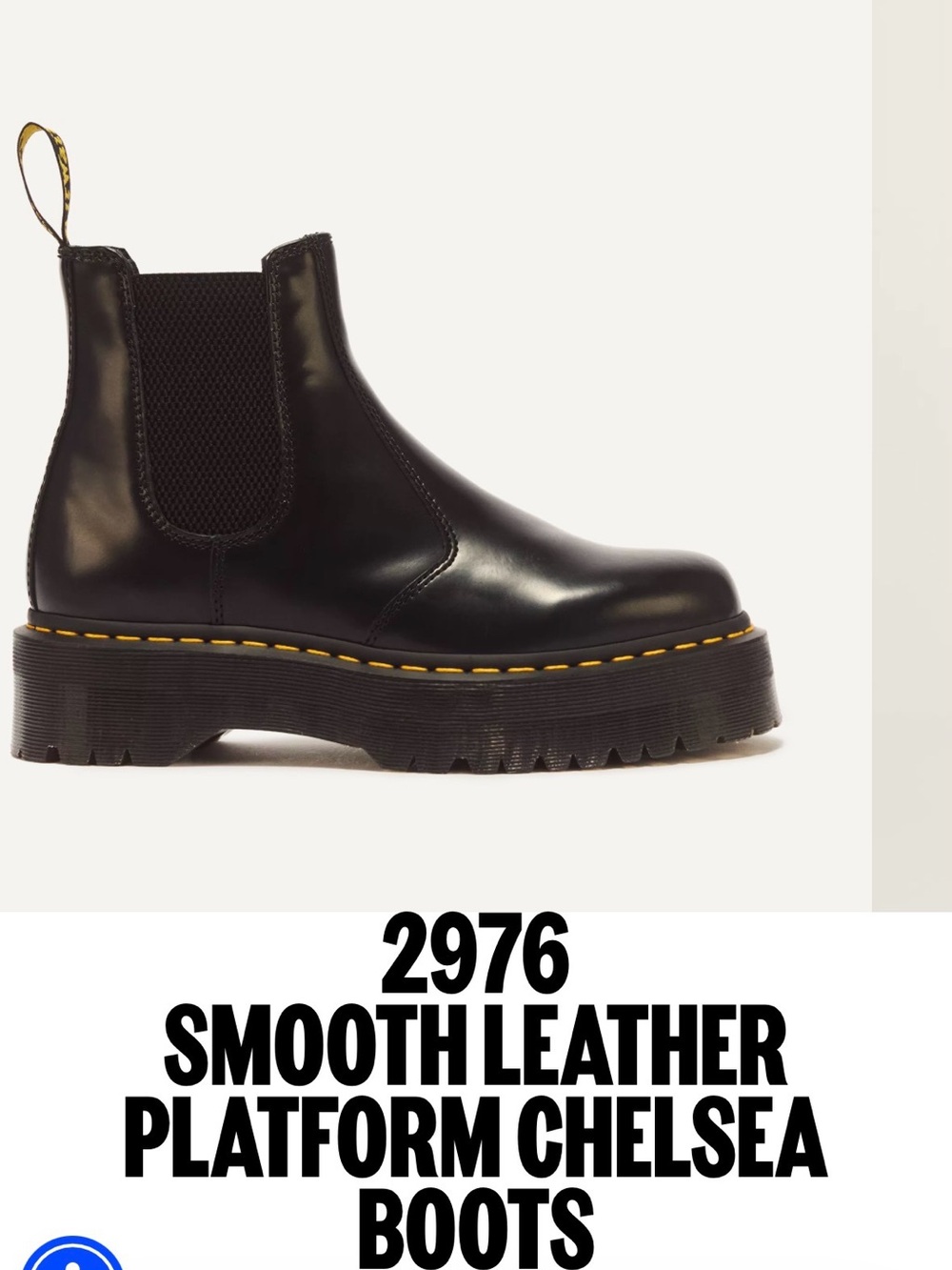 Dr. Martens Black Smooth Leather Platform Chelsea Boots